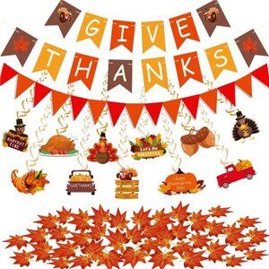 Thanksgiving Party Decorations Including Give Thanks Banner Orange Paper